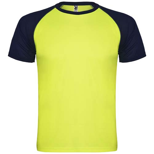 T-shirt sport manches courtes Enfant Indianapolis ROLY Jaune fluo et Bleu marine